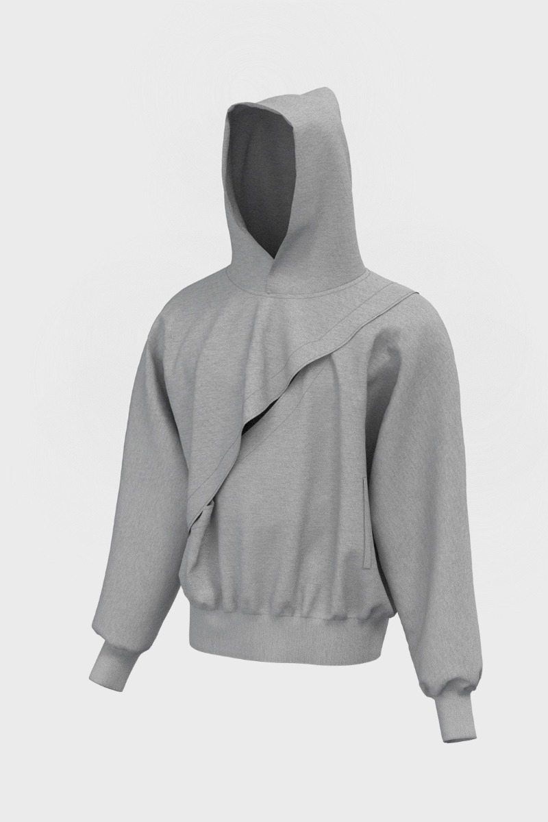 2piece cropped hoodie - cloudy grey