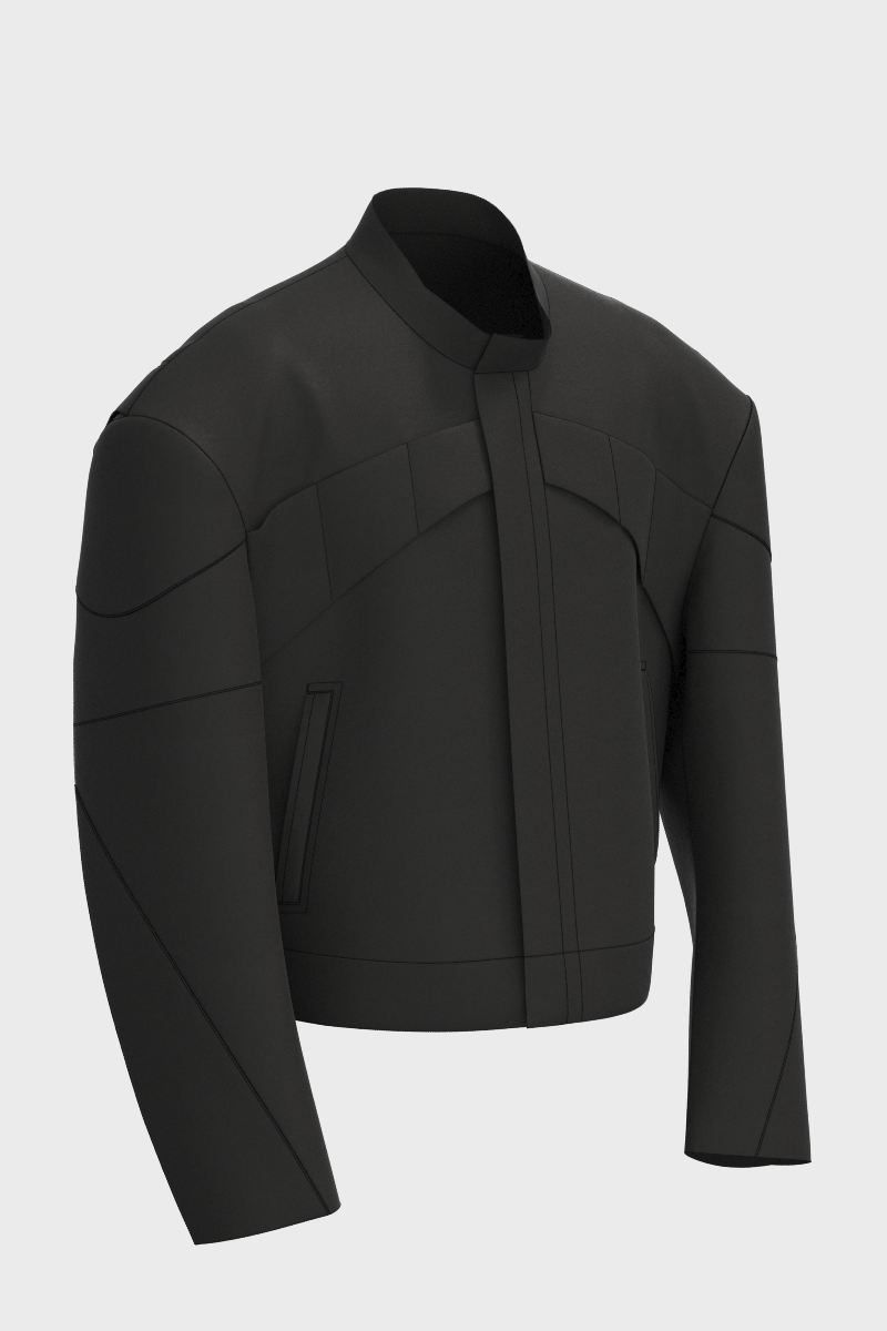 Cropped rider jacket - Black