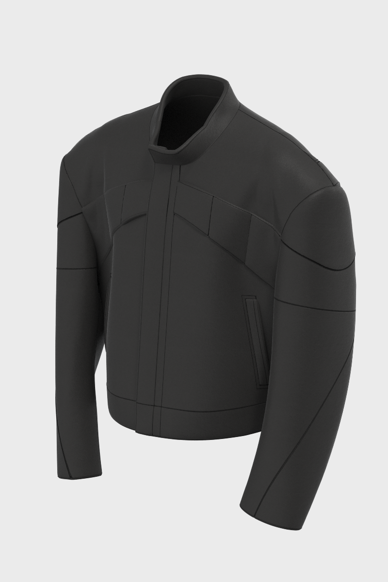 FW Padded cropped rider jacket - matt black