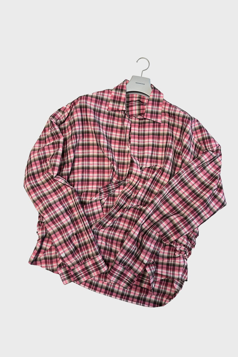 Flexible string check shirts - Pink